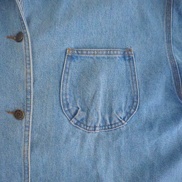Vintage Sun Belt Blue Cotton Denim Jacket Noahs Ark Cabincore Farm Animals L - Picture 7 of 14